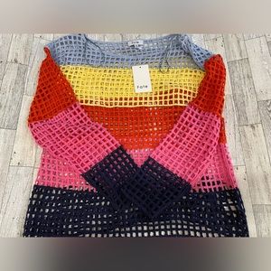 Fate Multicolored Stripe Eyelet Knitted Pullover